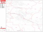 Redlands <br /> Wall Map <br /> Zip Code <br /> Red Line Style 2024 Map