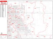 Aurora <br /> Wall Map <br /> Zip Code <br /> Red Line Style 2022 Map