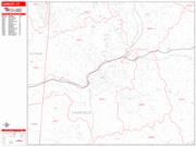 Danbury <br /> Wall Map <br /> Zip Code <br /> Red Line Style 2024 Map