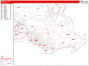 Honolulu <br /> Wall Map <br /> Zip Code <br /> Red Line Style 2024 Map