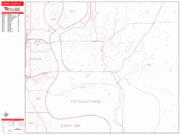 Council Bluffs <br /> Wall Map <br /> Zip Code <br /> Red Line Style 2024 Map