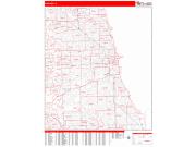 Chicago <br /> Wall Map <br /> Zip Code <br /> Red Line Style 2022 Map