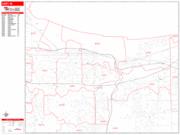 Gary <br /> Wall Map <br /> Zip Code <br /> Red Line Style 2024 Map