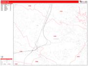 Peabody <br /> Wall Map <br /> Zip Code <br /> Red Line Style 2024 Map
