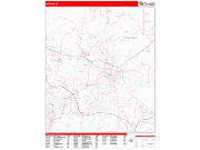 Durham <br /> Wall Map <br /> Zip Code <br /> Red Line Style 2024 Map