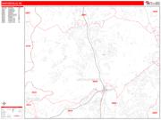 Huntersville <br /> Wall Map <br /> Zip Code <br /> Red Line Style 2024 Map