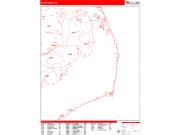 Outer Banks <br /> Wall Map <br /> Zip Code <br /> Red Line Style 2024 Map