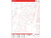 Jersey City <br /> Wall Map <br /> Zip Code <br /> Red Line Style 2024 Map