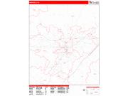 Mansfield <br /> Wall Map <br /> Zip Code <br /> Red Line Style 2024 Map
