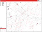 Spartanburg <br /> Wall Map <br /> Zip Code <br /> Red Line Style 2024 Map