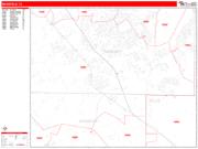 Mansfield <br /> Wall Map <br /> Zip Code <br /> Red Line Style 2024 Map