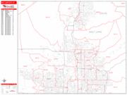 Salt Lake City <br /> Wall Map <br /> Zip Code <br /> Red Line Style 2024 Map