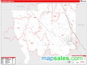 Autauga County, AL <br /> Wall Map <br /> Zip Code <br /> Red Line Style 2024 Map