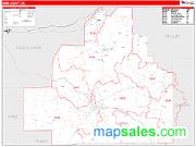 Bibb County, AL <br /> Wall Map <br /> Zip Code <br /> Red Line Style 2024 Map