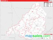 Blount County, AL <br /> Wall Map <br /> Zip Code <br /> Red Line Style 2024 Map