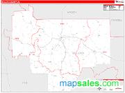 Bullock County, AL <br /> Wall Map <br /> Zip Code <br /> Red Line Style 2024 Map