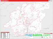 Calhoun County, AL <br /> Wall Map <br /> Zip Code <br /> Red Line Style 2024 Map