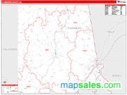 Chambers County, AL <br /> Wall Map <br /> Zip Code <br /> Red Line Style 2024 Map