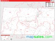 Franklin County, AL <br /> Wall Map <br /> Zip Code <br /> Red Line Style 2024 Map