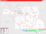 Houston County, AL <br /> Wall Map <br /> Zip Code <br /> Red Line Style 2024 Map