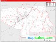 Lee County, AL <br /> Wall Map <br /> Zip Code <br /> Red Line Style 2024 Map