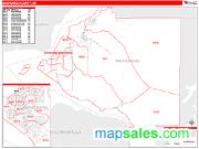 Anchorage County, AK <br /> Wall Map <br /> Zip Code <br /> Red Line Style 2024 Map