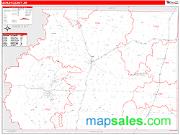 Ashley County, AR <br /> Wall Map <br /> Zip Code <br /> Red Line Style 2024 Map