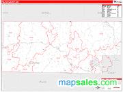 Fulton County, AR <br /> Wall Map <br /> Zip Code <br /> Red Line Style 2024 Map