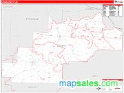 Logan County, AR <br /> Wall Map <br /> Zip Code <br /> Red Line Style 2024 Map