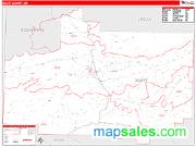 Scott County, AR <br /> Wall Map <br /> Zip Code <br /> Red Line Style 2024 Map