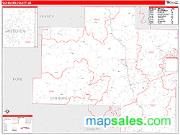 Van Buren County, AR <br /> Wall Map <br /> Zip Code <br /> Red Line Style 2024 Map