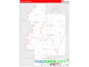 Woodruff County, AR <br /> Wall Map <br /> Zip Code <br /> Red Line Style 2024 Map