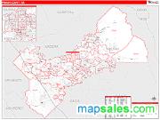 Fresno County, CA <br /> Wall Map <br /> Zip Code <br /> Red Line Style 2024 Map