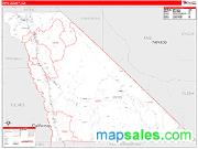 Inyo County, CA <br /> Wall Map <br /> Zip Code <br /> Red Line Style 2024 Map