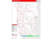 Mendocino County, CA <br /> Wall Map <br /> Zip Code <br /> Red Line Style 2024 Map