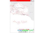 Santa Barbara County, CA <br /> Wall Map <br /> Zip Code <br /> Red Line Style 2024 Map