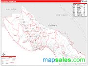 Santa Cruz County, CA <br /> Wall Map <br /> Zip Code <br /> Red Line Style 2024 Map