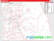 Tulare County, CA <br /> Wall Map <br /> Zip Code <br /> Red Line Style 2024 Map