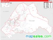 Tuolumne County, CA <br /> Wall Map <br /> Zip Code <br /> Red Line Style 2024 Map