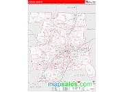Hartford County, CT <br /> Wall Map <br /> Zip Code <br /> Red Line Style 2024 Map