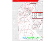 New Castle County, DE <br /> Wall Map <br /> Zip Code <br /> Red Line Style 2024 Map