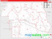 Jackson County, FL <br /> Wall Map <br /> Zip Code <br /> Red Line Style 2024 Map