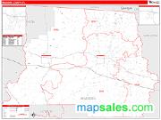Madison County, FL <br /> Wall Map <br /> Zip Code <br /> Red Line Style 2024 Map