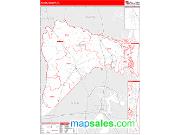 Nassau County, FL <br /> Wall Map <br /> Zip Code <br /> Red Line Style 2024 Map
