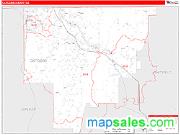 Catoosa County, GA <br /> Wall Map <br /> Zip Code <br /> Red Line Style 2024 Map