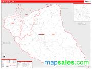 Elbert County, GA <br /> Wall Map <br /> Zip Code <br /> Red Line Style 2024 Map