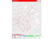 Gwinnett County, GA <br /> Wall Map <br /> Zip Code <br /> Red Line Style 2024 Map
