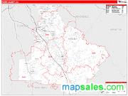 Henry County, GA <br /> Wall Map <br /> Zip Code <br /> Red Line Style 2024 Map