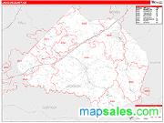 Jackson County, GA <br /> Wall Map <br /> Zip Code <br /> Red Line Style 2024 Map