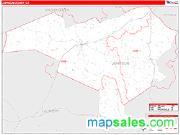 Johnson County, GA <br /> Wall Map <br /> Zip Code <br /> Red Line Style 2024 Map